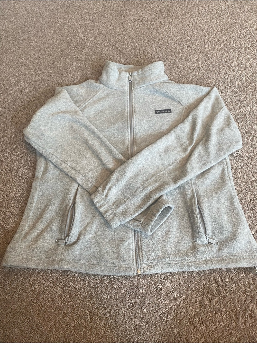 Columbia Heather Gray Plush Fleece Zippered Sweater